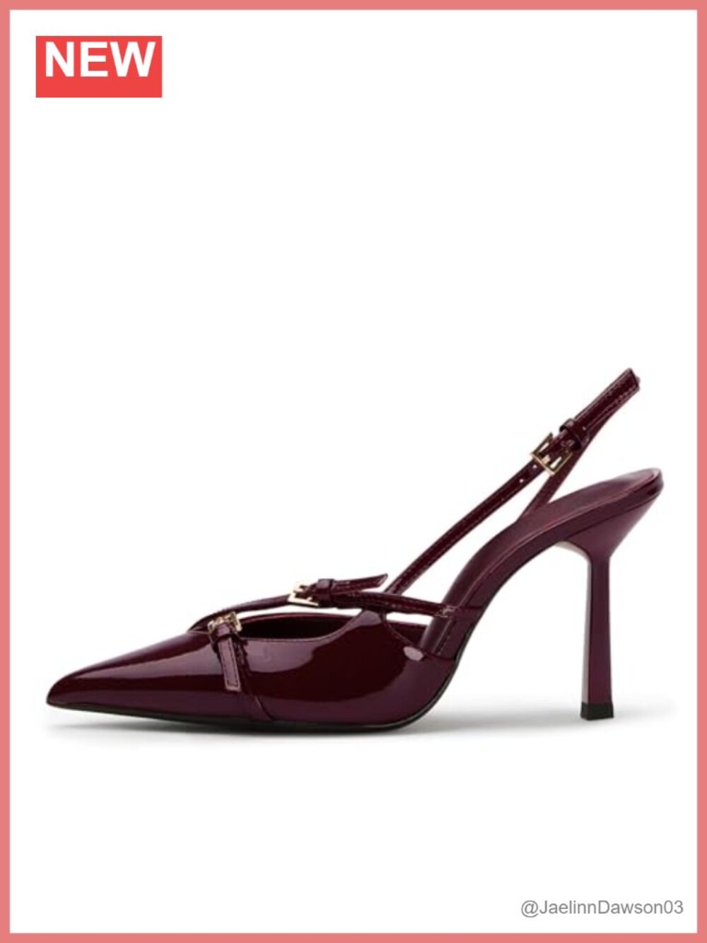 Faux Leather Slingback High Heel Pumps Buckle Strap Pointed Toe Stiletto Heels